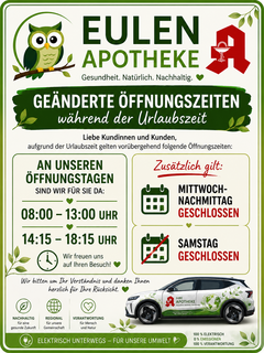 Information über geänderte Öffnungszeiten